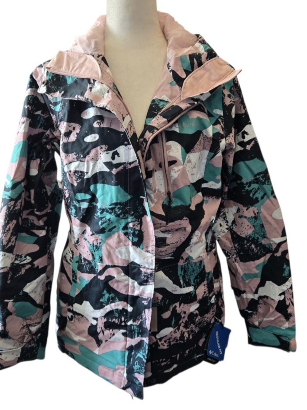 Columbia Women’s Pink Teal Camo Waterproof Jacket